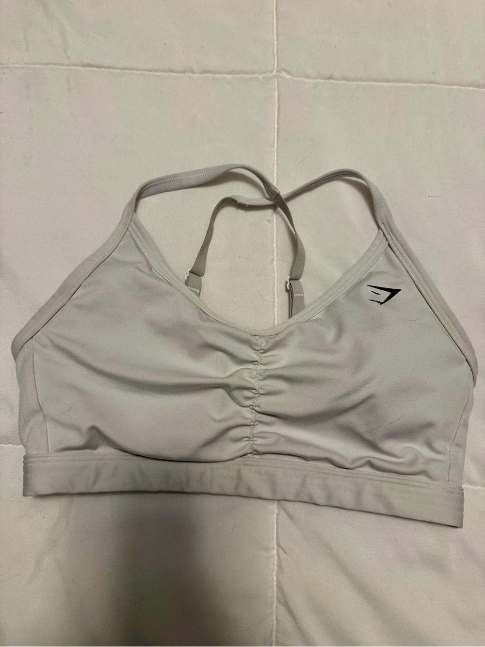 Gymshark White Ruched Center Stretch Sports Bra